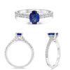 1.09CT DIAMOND & AAA SAPPHIRE 14KT WHITE GOLD OVAL SEMI ETERNITY ENGAGEMENT RING