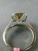 ESTATE LARGE GIA 2.11CT DIAMOND 18K TWO TONE GOLD 3D CUSHION CUT ENGAGEMENT RING