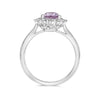 WIDE 3.03CT DIAMOND & AAA PINK SAPPHIRE 14KT WHITE GOLD FLOWER ENGAGEMENT RING