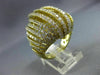 ESTATE MASSIVE 4.76CT DIAMOND 18KT YELLOW GOLD 3D MULTI ROW OPEN COCKTAIL RING