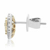 .65CT WHITE & FANCY YELLOW DIAMOND 14KT 2 TONE GOLD 3D HEART SHAPE STUD EARRINGS