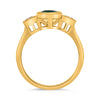 1.48CT DIAMOND & AAA EMERALD 14KT YELLOW GOLD OVAL ROUND 3 STONE ENGAGEMENT RING