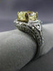 LARGE 3.90CT WHITE & FANCY YELLOW DIAMOND 14KR WHITE GOLD HEART ENGAGEMENT RING
