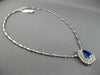ESTATE LARGE 4.94CT DIAMOND & TANZANITE 18K WHITE GOLD DROP DOUBLE HALO NECKLACE