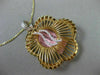 ESTATE LARGE .12CT DIAMOND 14KT YELLOW GOLD 3D 5 CLOVER LEAF BASKET LOVE PENDANT