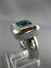ESTATE LARGE 3.60CT DIAMOND & AAA BLUE TOPAZ 18K WHITE GOLD 3D HALO ITALIAN RING