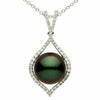 .66CT DIAMOND & AAA TAHITIAN PEARL 18KT WHITE GOLD 3D TEAR DROP EVIL EYE PENDANT
