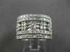 ESTATE WIDE 1.36CT DIAMOND 14KT WHITE GOLD MULTI ROW FLORAL OPEN FUN RING #16803