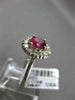 ESTATE 1.40CT DIAMOND & AAA RUBY 14KT WHITE GOLD 3D HALO CLASSIC ENGAGEMENT RING