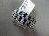 ESTATE WIDE 1.98CT DIAMOND & SAPPHIRE 14KT WHITE GOLD MILGRAIN ANNIVERSARY RING