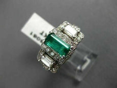 ANTIQUE 2.19CT DIAMOND & AAA EMERALD 14KT WHITE GOLD 3D ENGAGEMENT RING #16061