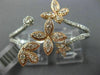 ESTATE EXTRA LARGE 1.2CT DIAMOND 14K WHITE & ROSE GOLD FLOWER DOUBLE FINGER RING