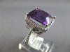 LARGE 5.75CT DIAMOND & AAA AMETHYST 14KT WHITE GOLD 3D CUSHION & ROUND HALO RING