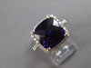 LARGE 6.03CT DIAMOND & AAA AMETHYST 14KT WHITE GOLD 3D CUSHION & ROUND HALO RING