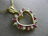 ESTATE .9CT DIAMOND & AAA RUBY 14K YELLOW GOLD CLASSIC OPEN HEART PENDANT #21388