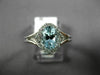 ESTATE .83CT DIAMOND & AAA OVAL CUT AQUAMARINE 14K WHITE GOLD 3D ENGAGEMENT RING