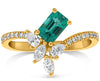 .93CT DIAMOND AAA EMERALD 14K YELLOW GOLD MULTI SHAPE FLORAL SOLITAIRE LOVE RING