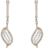 1.0CT DIAMOND 18KT WHITE & ROSE GOLD DOUBLE LEAF LEVERBACK FUN HANGING EARRINGS
