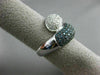 ESTATE WIDE 2.30CT WHITE & BLUE DIAMOND 14KT WHITE GOLD 3D CRISS CROSS LOVE RING