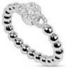 ESTATE .35CT DIAMOND 18KT WHITE GOLD 3D CLASSIC CLUSTER FLOWER BEADED FUN RING