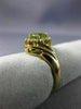 WIDE 1.05CT DIAMOND & AAA PEAR SHAPE PERIDOT 14KT YELLOW GOLD 3D HALO FUN RING