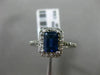 ESTATE 1.40CT DIAMOND & SAPPHIRE 14K WHITE GOLD HALO EMERALD CUT ENGAGEMENT RING