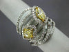 ESTATE LARGE 1.96CT WHITE & FANCY YELLOW DIAMOND 18K TWO TONE GOLD LEAF RING