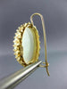 ANTIQUE LARGE AAA WHITE JADE 14KT YELLOW GOLD FILIGREE HANGING EARRINGS #21418