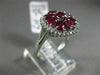 ESTATE LARGE 1.80CT DIAMOND & AAA RUBY 18KT WHITE GOLD 3D HALO FLOWER LOVE RING