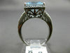 ESTATE LARGE 5.27CT AAA BLUE TOPAZ 14KT WHITE GOLD SQUARE HALO FILIGREE FUN RING