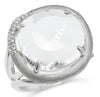 LARGE 8.68CT DIAMOND & AAA GREEN AMETHYST 14KT WHITE GOLD MATTE & SHINY FUN RING