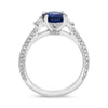 ESTATE 2.99CT DIAMOND & AAA SAPPHIRE PLATINUM OVAL SEMI ETERNITY ENGAGEMENT RING