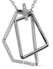 ESTATE .16CT DIAMOND 18KT WHITE GOLD 3D CLASSIC SQUARE PENTAGON FLOATING PENDANT