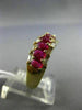 ESTATE WIDE 2.88CT BAGUETTE DIAMOND & AAA OVAL RUBY 18K YELLOW GOLD 3D WAVE RING