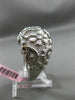 ESTATE MASSIVE .25CT DIAMOND 14KT WHITE GOLD 3D OPEN FILIGREE FLOWER LEAF RING