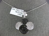 ESTATE LARGE 1.39CT WHITE & BLACK DIAMOND 18KT WHITE GOLD 3D FLOWER LOVE PENDANT