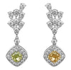 LARGE 2.56CT MULTI COLOR DIAMOND 18K WHITE GOLD 3D CUSHION & ROUND HALO EARRINGS