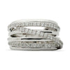 ESTATE WIDE .91CT DIAMOND 18KT WHITE GOLD 3D MULTI ROW CRISS CROSS FUN LOVE RING