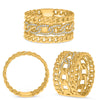 LARGE .15CT DIAMOND 14KT YELLOW GOLD MULTI OVAL LINK 3 ROW FUN ANNIVERSARY RING