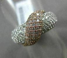 ESTATE WIDE 1.57CT DIAMOND 14KT WHITE & ROSE GOLD 3D PAVE CRISS CROSS LOVE RING