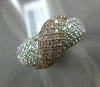 ESTATE WIDE 1.57CT DIAMOND 14KT WHITE & ROSE GOLD 3D PAVE CRISS CROSS LOVE RING