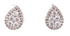 ESTATE .85CT DIAMOND 18KT WHITE GOLD 3D CLASSIC CLUSTER PEAR SHAPE STUD EARRINGS