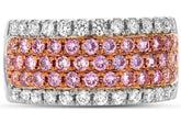 LARGE 1.16CT WHITE PINK DIAMOND 18K WHITE & ROSE GOLD MULTI ROW ANNIVERSARY RING