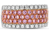 LARGE 1.16CT WHITE PINK DIAMOND 18K WHITE & ROSE GOLD MULTI ROW ANNIVERSARY RING