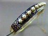 ANTIQUE WIDE 14KT Y VICTORIAN BLUE ENAMEL SOUTH SEA PEARL FILIGREE BANGLE #1746