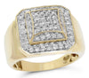 ESTATE WIDE .97CT DIAMOND 14K YELLOW GOLD MULTI ROW OCTAGON SQUARE MEN'S RING