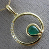 ESTATE .03CT DIAMOND & AAA EMERALD 14KT YELLOW GOLD CIRCLE OF LIFE FUN PENDANT