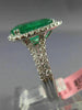 ESTATE 3.32CT DIAMOND & AAA EMERALD 18K WHITE GOLD 3D PEAR SHAPE ENGAGEMENT RING