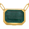 3.63CT AAA EMERALD 14KT YELLOW GOLD 3D EMERALD CUT BEZEL SOLITAIRE LOVE NECKLACE