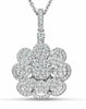 ESTATE LARGE 1.46CT DIAMOND 18KT WHITE GOLD 3D CLASSIC FLOWER FLOATING PENDANT